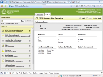 Online certification tools for the Environment Agency
