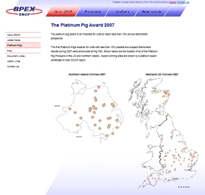 Location of all 2007 Platinum ZNCP Award Winners